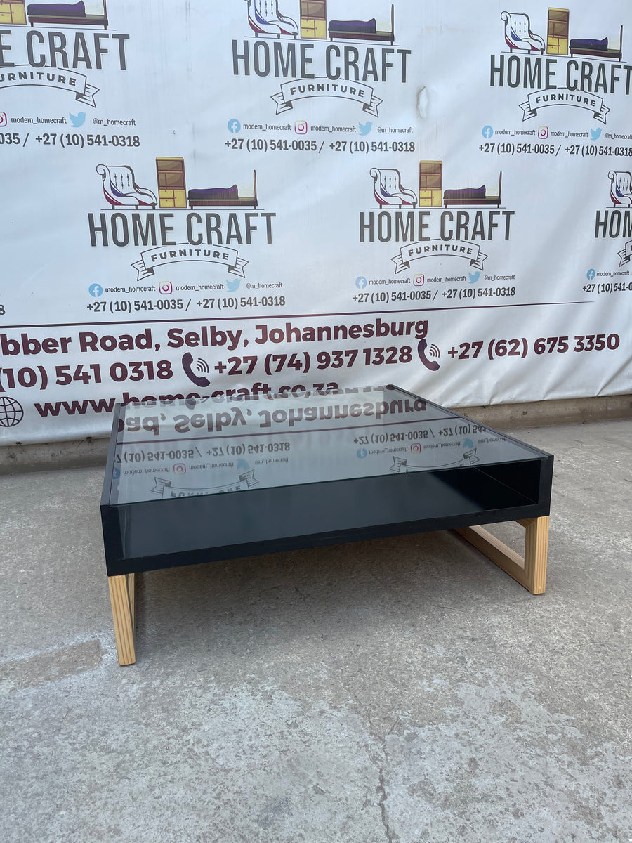 Glass Coffee Table With Pine Legs Home Craft