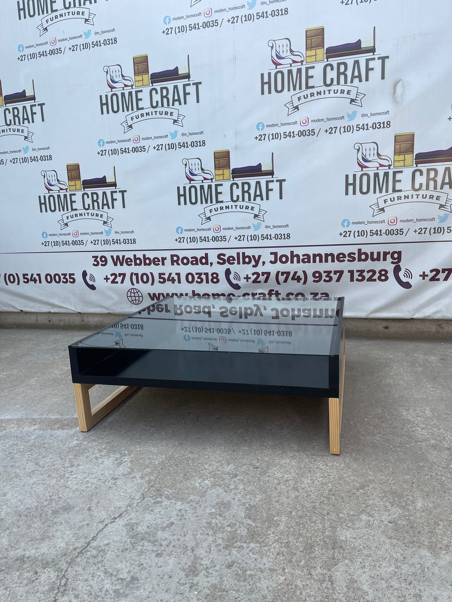 Glass Coffee Table With Pine Legs Home Craft