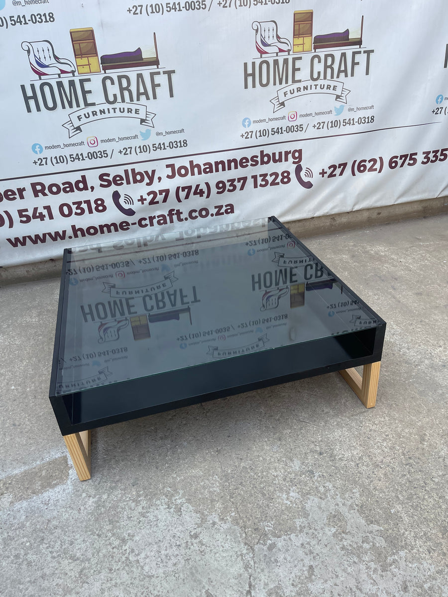 Glass Coffee Table With Pine Legs Home Craft