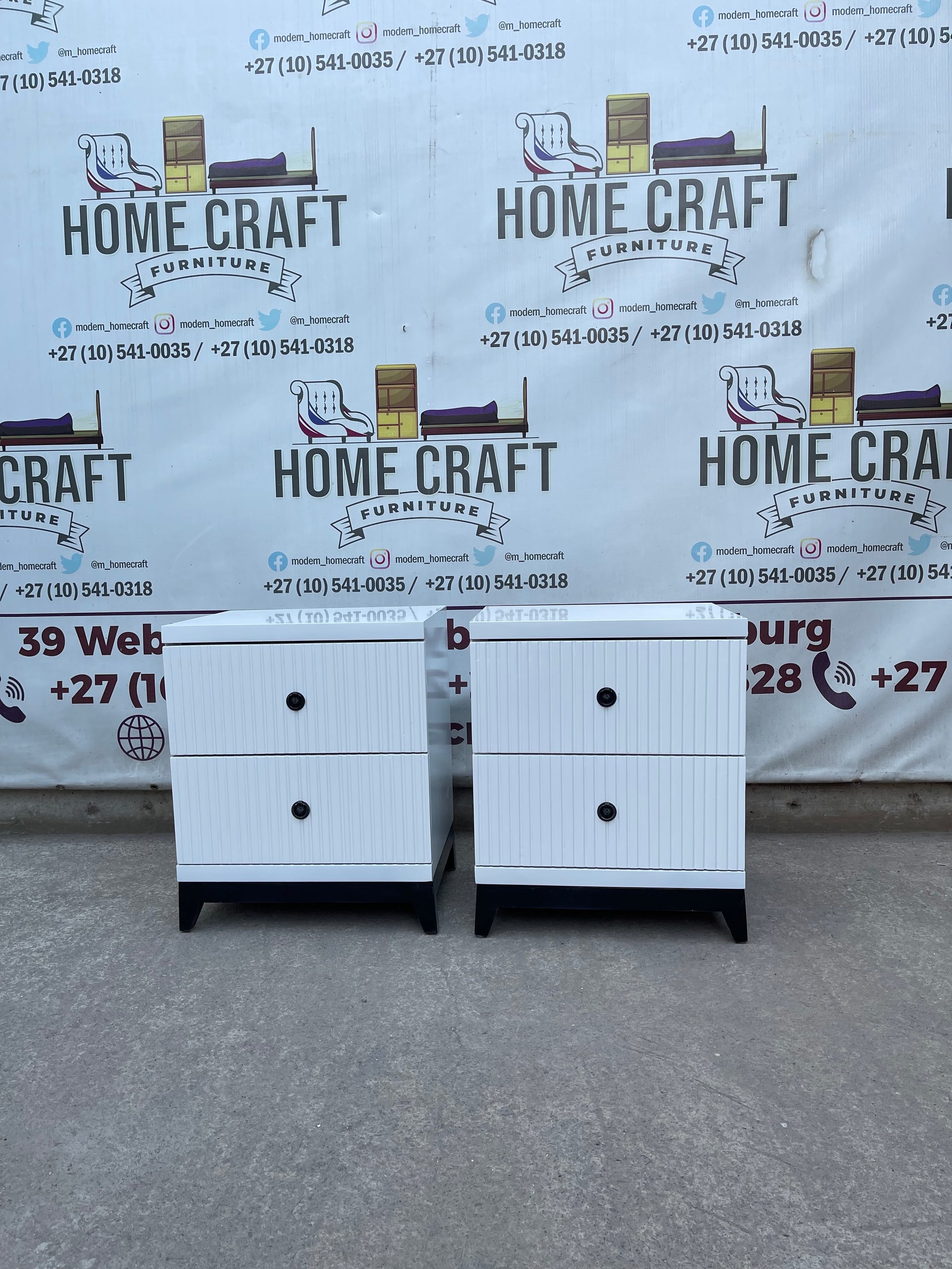 2 Drawer Pedestals With Lines & Pine Legs