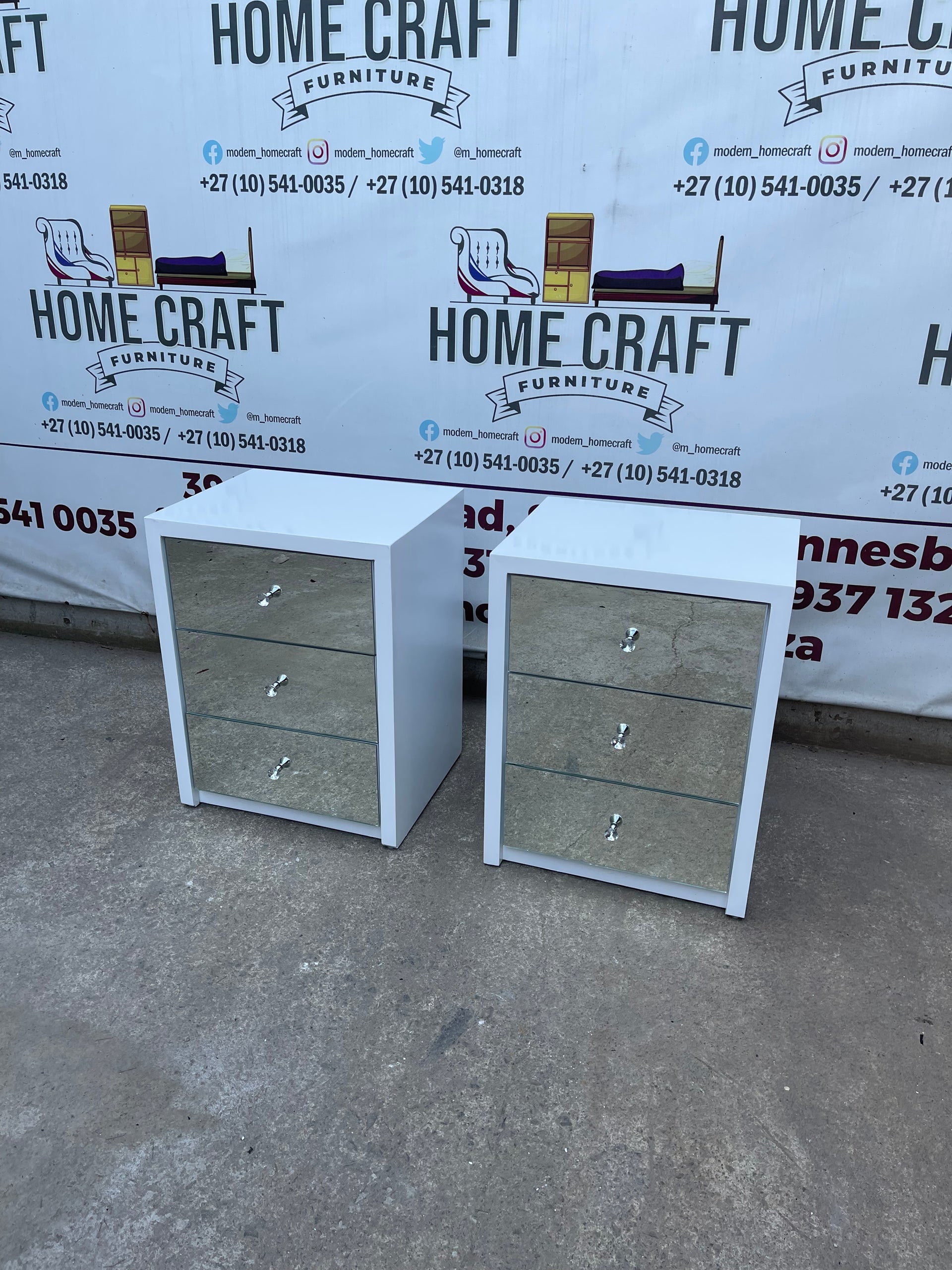 Rose - 3 Drawer Pedestals x 2 With Mirror Faces