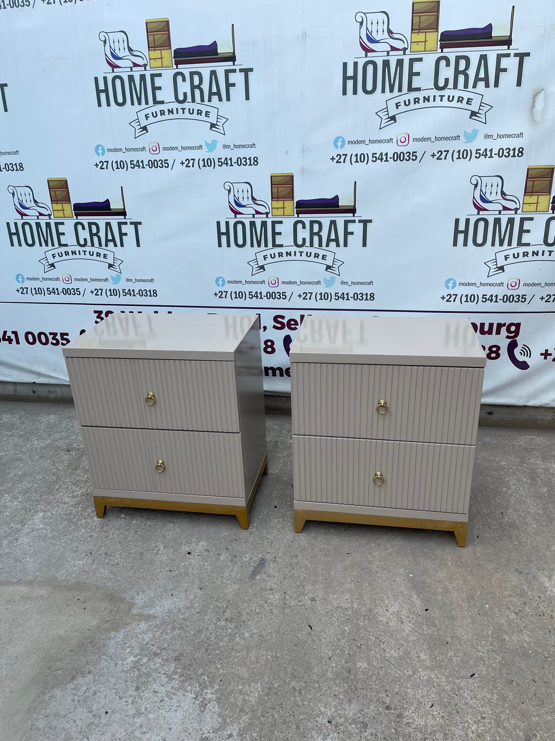 2 Drawer Pedestals With Lines & Pine Legs