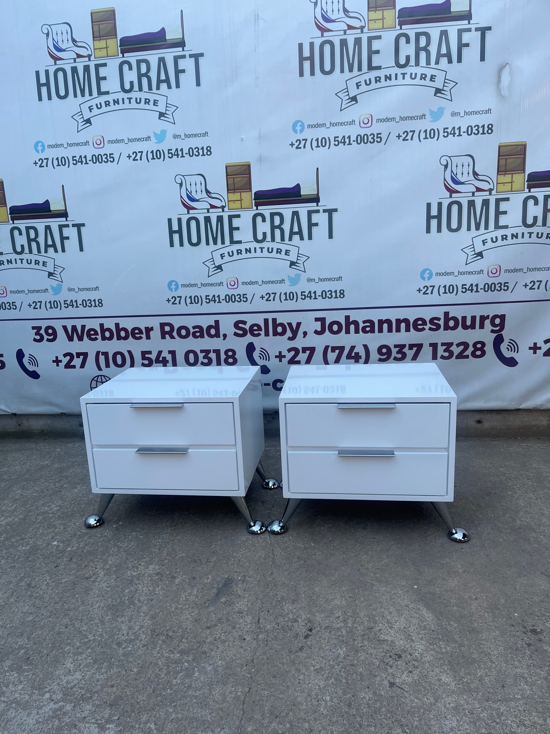 2 Drawer Pedestals With Flat Handles & Legs Home Craft