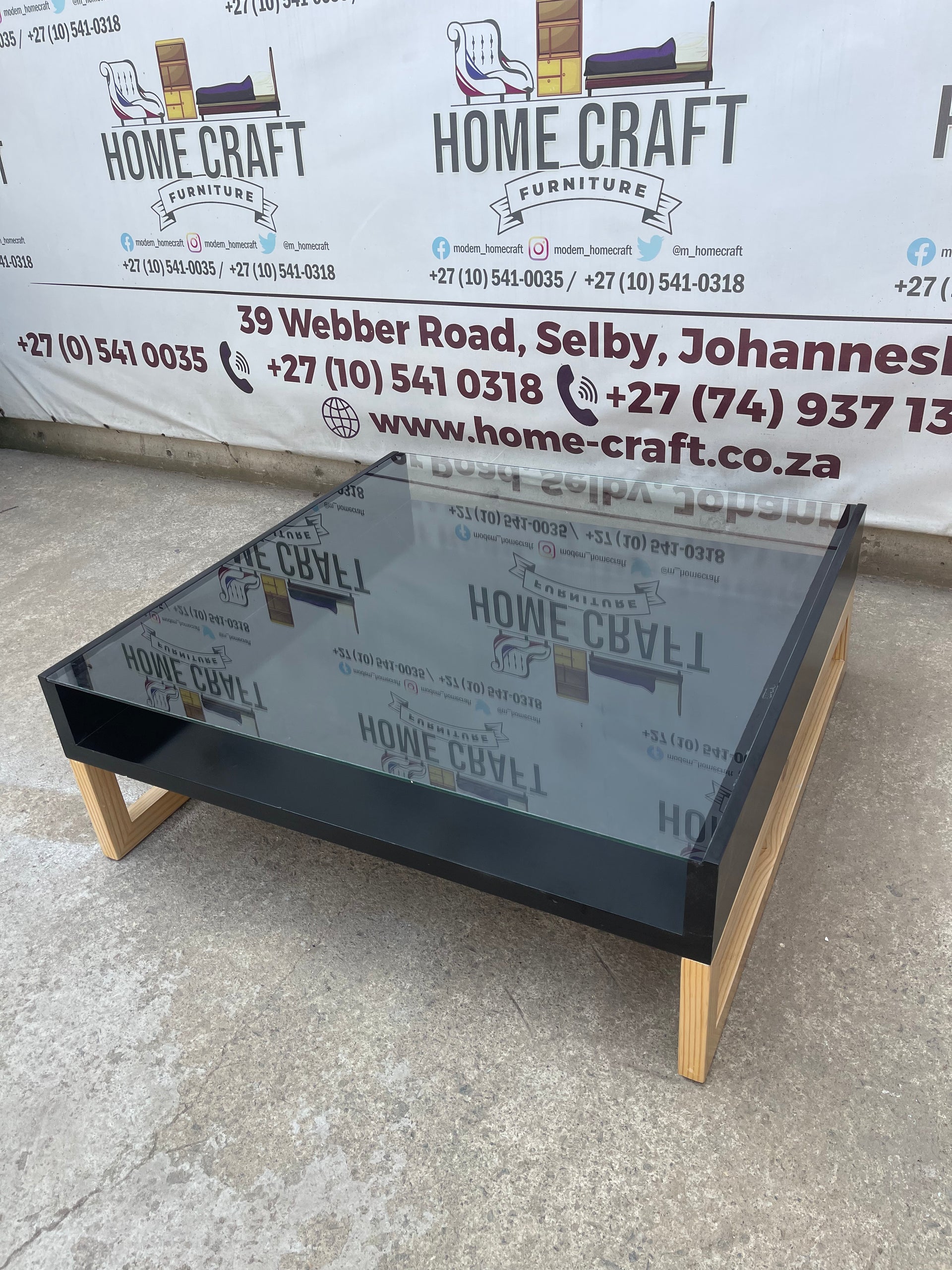 Glass Coffee Table With Pine Legs Home Craft