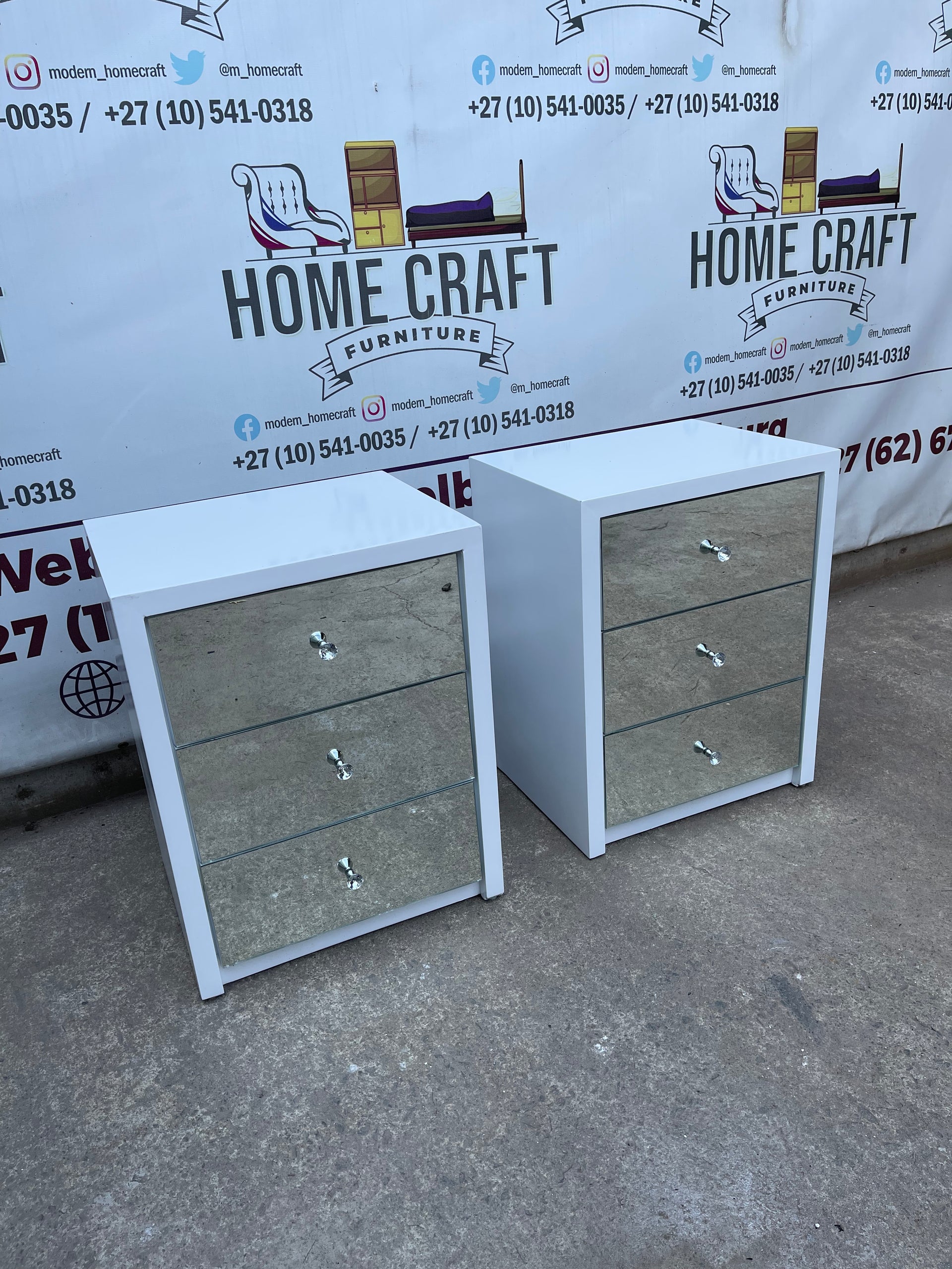 Rose - 3 Drawer Pedestals x 2 With Mirror Faces